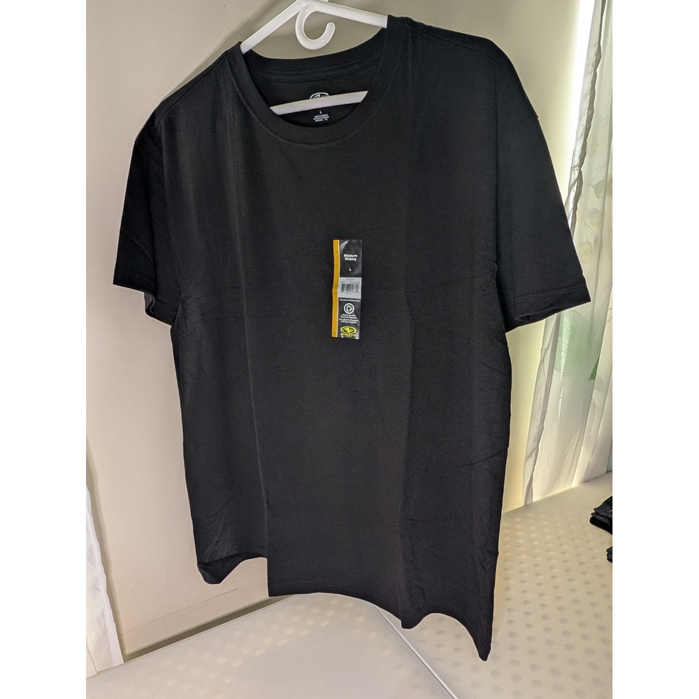 Athletic Works Mens Moisture Wicking Short Sleeve T-Shirt 2 Pack Rich Black L